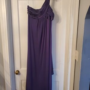 David's Bridal One-Shoulder Gown in Deep Purple